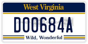 D00684A  license plate in WV