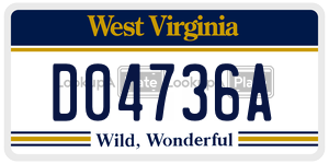 D04736A  license plate in WV