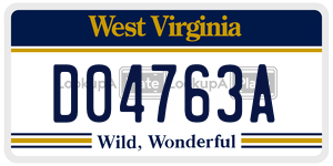 D04763A  license plate in WV