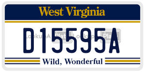 D15595A license plate in West Virginia