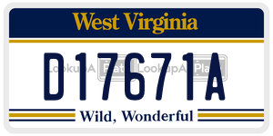 D17671A  license plate in WV