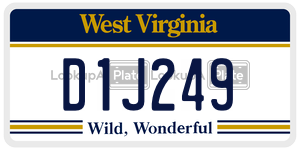 D1J249  license plate in WV