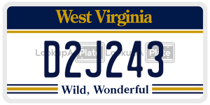 D2J243  license plate in WV
