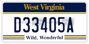 D33405A  license plate in WV