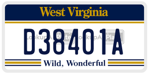 D38401A  license plate in WV
