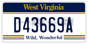 D43669A  license plate in WV