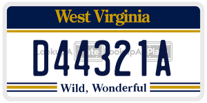 D44321A  license plate in WV