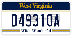 D49310A  license plate in WV