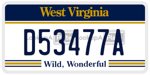 D53477A  license plate in WV