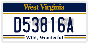 D53816A  license plate in WV