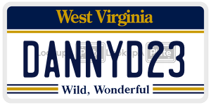DANNYD23  license plate in WV