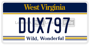 DUX797  license plate in WV