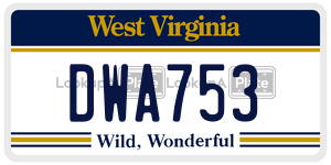 DWA753  license plate in WV