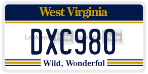 DXC980  license plate in WV