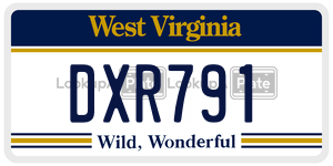 DXR791  license plate in WV