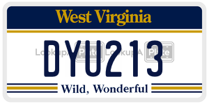 DYU213  license plate in WV