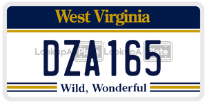 DZA165  license plate in WV