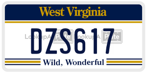 DZS617  license plate in WV