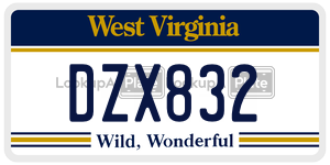 DZX832  license plate in WV