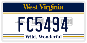 FC5494  license plate in WV