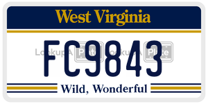 FC9843 license plate in West Virginia