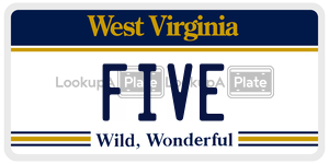 FIVE  license plate in WV