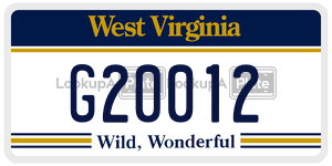 G20012  license plate in WV