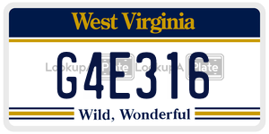G4E316  license plate in WV