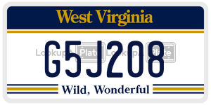 G5J208  license plate in WV