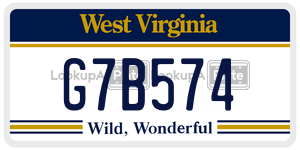 G7B574  license plate in WV