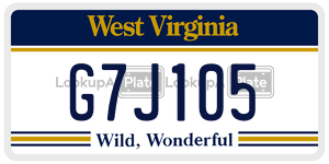 G7J105  license plate in WV