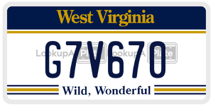 G7V670  license plate in WV