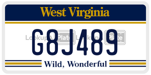 G8J489  license plate in WV