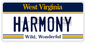 HARMONY  license plate in WV