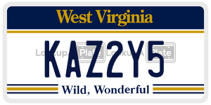 KAZ2Y5 license plate in West Virginia