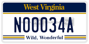 N00034A license plate in West Virginia
