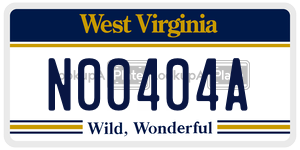 N00404A  license plate in WV