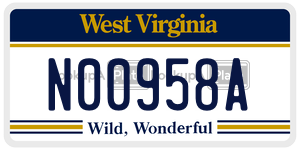 N00958A  license plate in WV