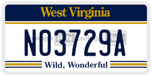 N03729A  license plate in WV