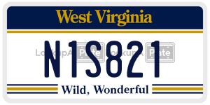 N1S821  license plate in WV