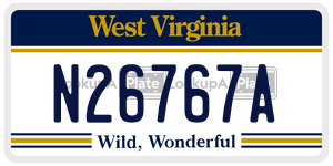 N26767A  license plate in WV