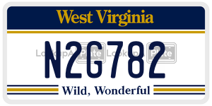 N2G782  license plate in WV