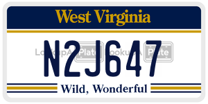 N2J647  license plate in WV