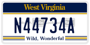 N44734A  license plate in WV