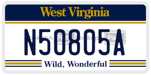 N50805A  license plate in WV