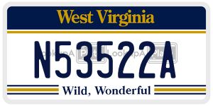 N53522A  license plate in WV