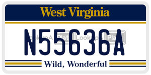 N55636A  license plate in WV