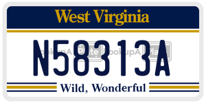 N58313A  license plate in WV