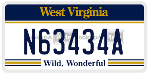 N63434A  license plate in WV