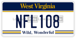 NFL108  license plate in WV
